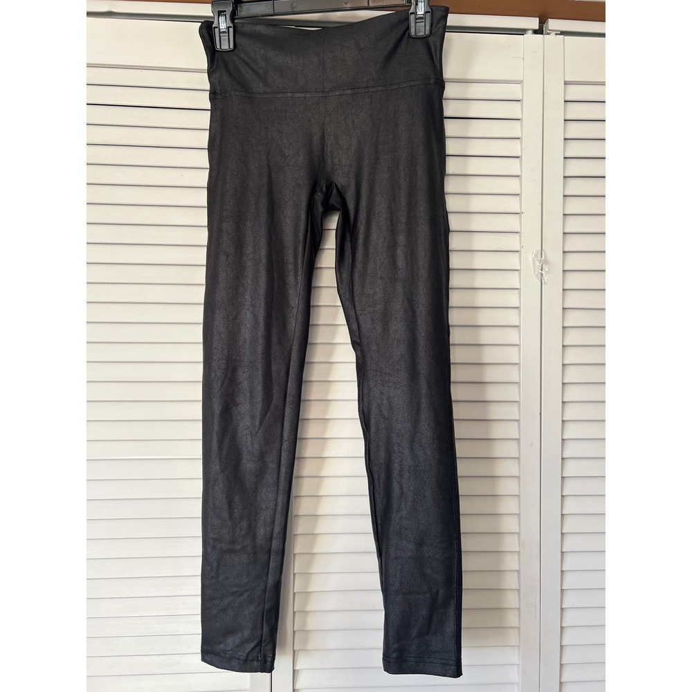 STELLA LUCE Womens Black Faux Leather High Waisted Leggings Size M
